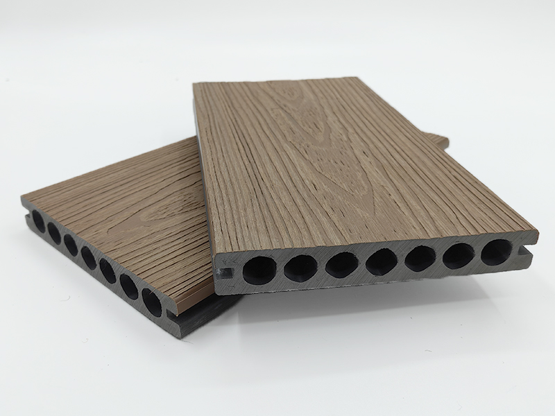 户外地板-共控防滑防水耐磨园孔室外木塑地板